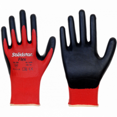 SOLIDSTAR® FLEX- FEINSTRICKHANDSCHUH- ROTER POLYESTER-LINER MIT NITRILSCHAUMBESCHICHTUNG