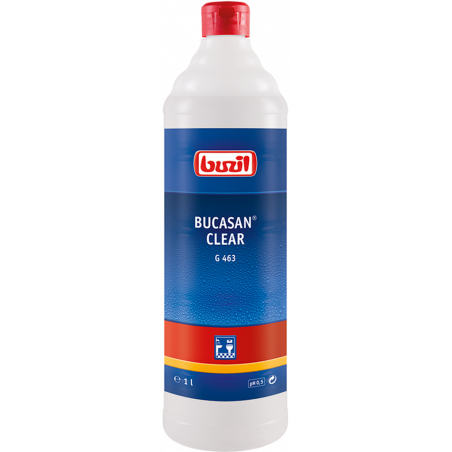 BUZIL® BUCASAN® CLEAR G463- منظف صحي للحمامات والتواليتات مع مادة مانعة للروائح الكريهة بعبوة ١ ليتر