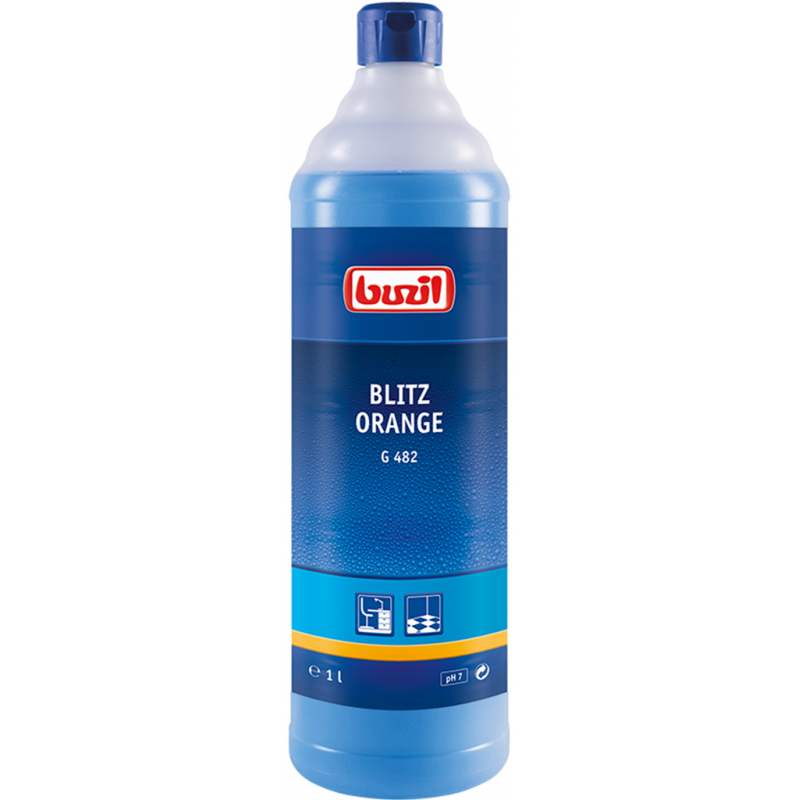BUZIL® BLITZ ORANGE G482- منظف عام معتدل للسطوح المختلفة مع رائحة البرتقال المركزة بعبوة ١ ليتر