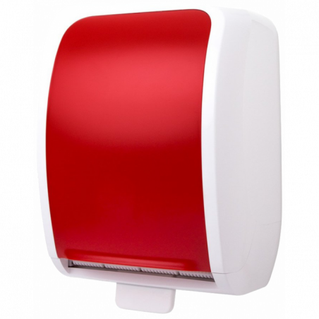 METZGER® TOWEL ROLL DISPENSER AUTOCUT- WHITE-RED