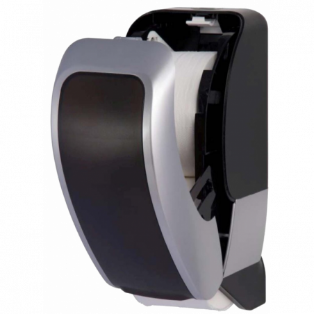 METZGER® DOUBLE ROLL TOILET PAPER DISPENSER- BLACK-SILVER COATED