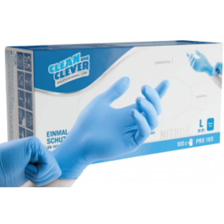 CLEAN AND CLEVER- PRO LINE PRO 165- NITRILE DISPOSABLE GLOVES- SIZE L