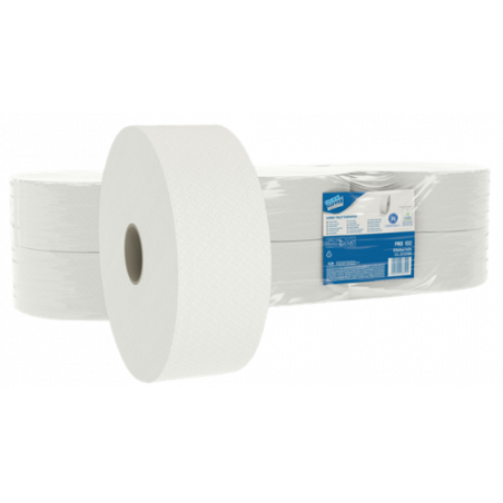CLEAN AND CLEVER PRO LINE PRO102 - TOILET PAPER ROLL JUMBO 2 PLY BRIGHT WHITE