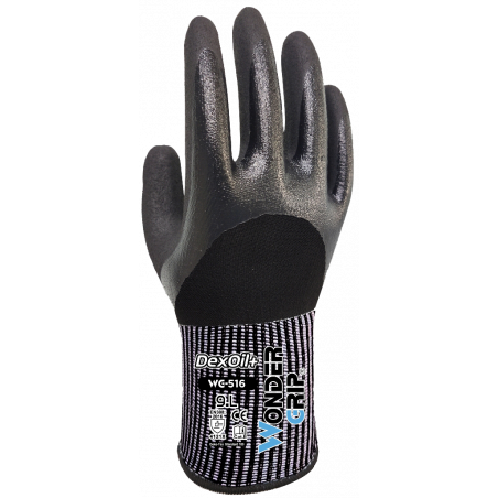 WONDER GRIP® WG-516 DEXOIL+ - قفاز مطلي بالنتريل لحركات اليد المتكررة في البيئات الدهنية والزيتية