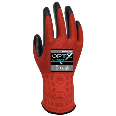 WONDERGRIP® OP-650R OPTY™ - قفاز النتريل المغطي لراحة اليد