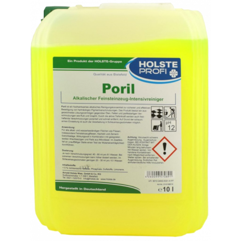 HOLSTE® PORIL - NETTOYANT ALCALIN POUR GRÈS CÉRAME - NETTOYANT AUTOMATIQUE - 10 LITRES