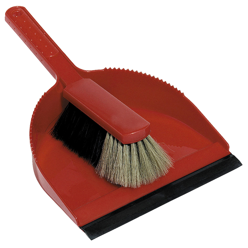 NÖLLE® LARGE PLASTIC DUSTPAN WITH MOULDED-ON TPE LIP- HAIR MIX- RED