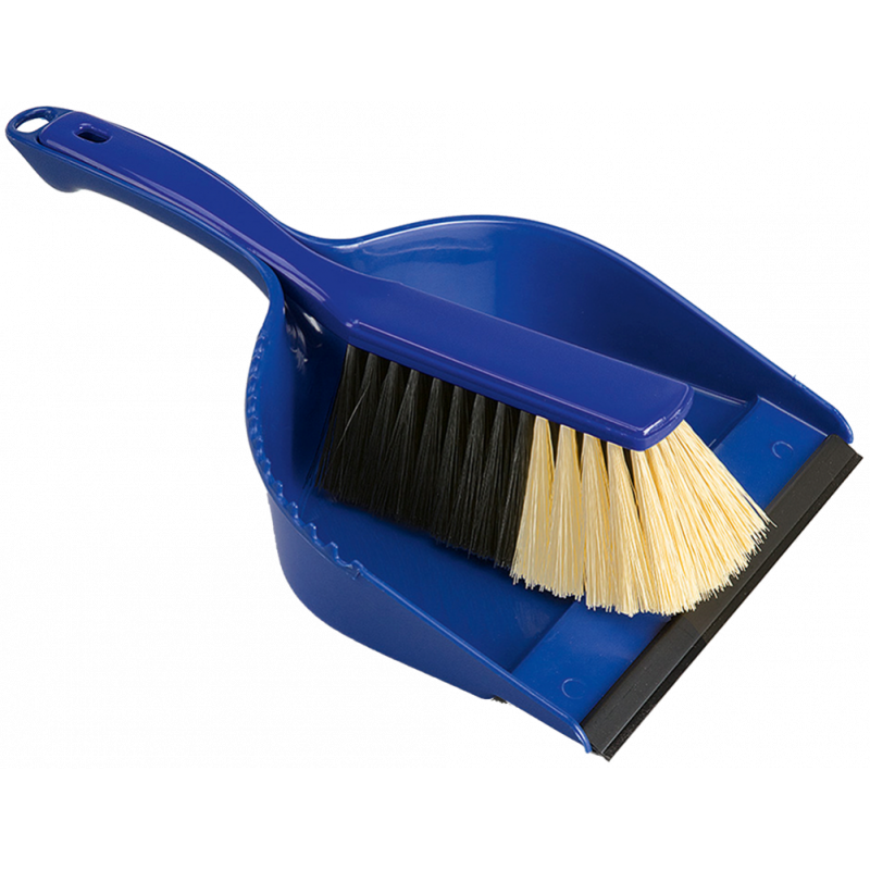 NÖLLE® SIENA- PLASTIC DUSTPAN AND BRUSH WITH ATTACHED LIP- STRUDY DESIGN- BLUE