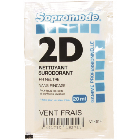 SOPROMODE®2D- NETTOYANT SOLS & SURFACES AU PARFUM VENT FRAIS- 20 ML DOSE UNIQUE X 250