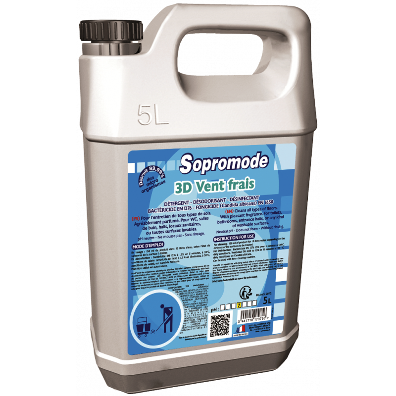 SOPROMODE®3D- منظف ​​و مطهر للأرضيات والأسطح بعطر الرياح العليلة  ٥ ليتر
