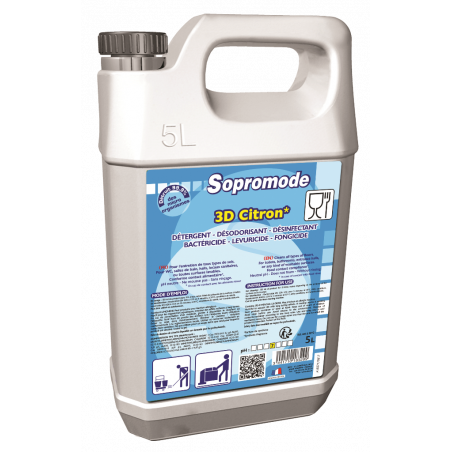 SOPROMODE®3D- FLOOR & SURFACE DISINFECTANT CLEANER- LEMON FRAGRANCE- 5 LITRE