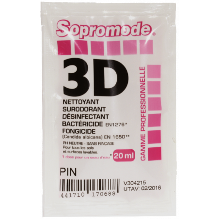 SOPROMODE®3D- منظف ​​و مطهر للأرضيات والأسطح برائحة الصنوبر٢٠ مل جرعة واحدة