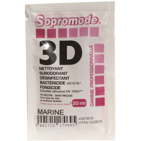 SOPROMODE®3D- NETTOYANT DESINFECTANT SOLS & SURFACES- PARFUM DE PLAGE- 20 ML UNIQUE