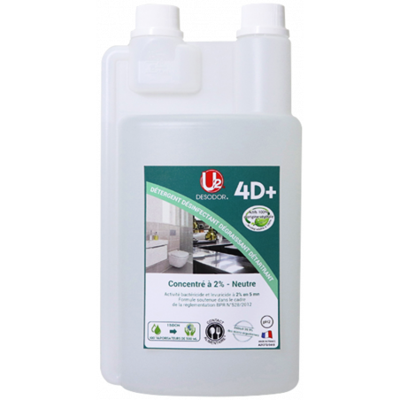 U2®DESODOR- 4 D- BIOLOGICAL ACIDIC DISINFECTANT CLEANER BASED ON LACTIC ACID- 1 LITER