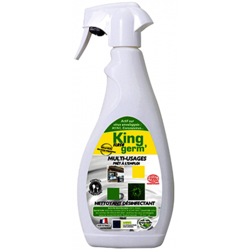 KING® FLASH GERM'- NETTOYANT DÉSINFECTANT VÉGÉTAL- À BASE D'ACIDE LACTIQUE- PRÊT À L'EMPLOI- 750 ML