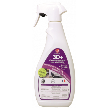 U2®3D– DISINFETTANTE ALCALINO PER PAVIMENTO E SUPERFICIE– BATTERICDI E FUNGICIDI– 750 ML