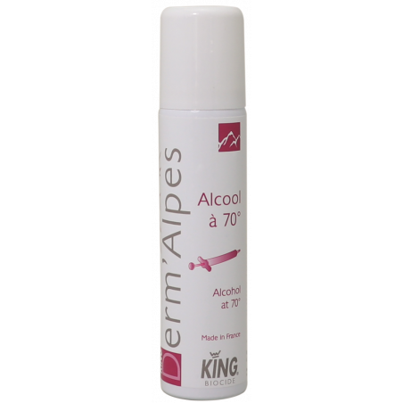 KING®DERM'ALPES - 70° ALCOHOL - DISINFECTANT SPRAY FOR EXTERNAL USE- TESTED UNDER DERMATOLOGICAL CONTROL- 50 ML