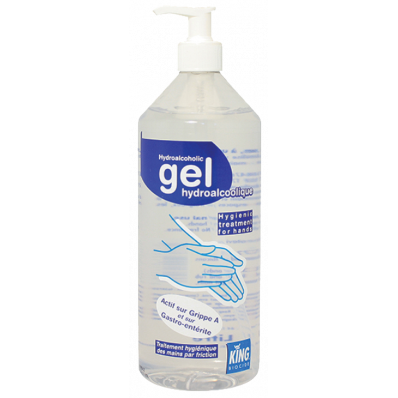 KING® GAMME GEL HYDROALCOOLIQUE– DÉSINFECTANT POUR LES MAINS À FRICTION HYGIÉNIQUE ET CHIRURGICALE– FLACON POMPE 1 LITRE