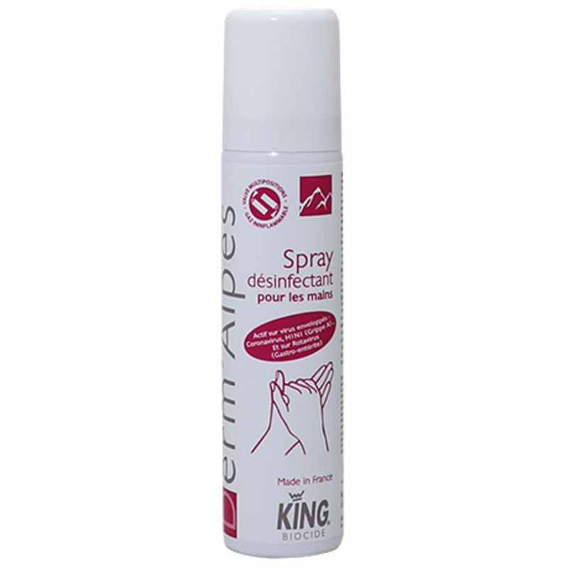 KING®DERM'ALPES- HYGIENIC AND SURGICAL HAND DISINFECTANT ODORLESS and DYE-FREE- AEROSOL 50 ML