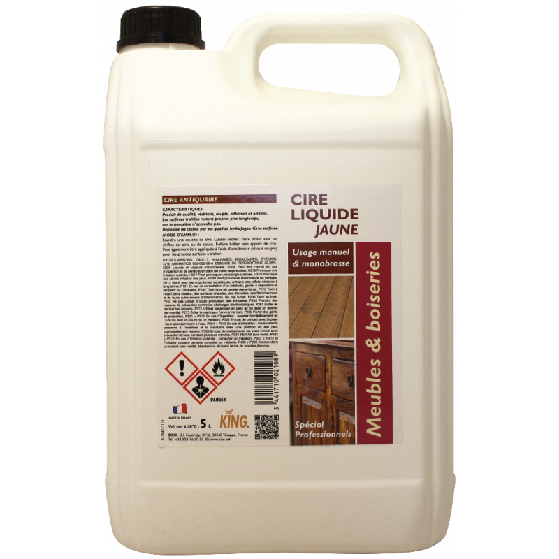 KING® YELLOW LIQUID WAX FOR PARQUET AND WOODEN FLOORS- 5 LITRE