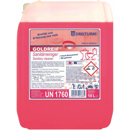 DREITURM® GOLDREIF® SANITARY CLEANER- SANITARY MAINTENANCE CLEANER 5X CONCENTRATE- RK-LISTED- 10 LITERS