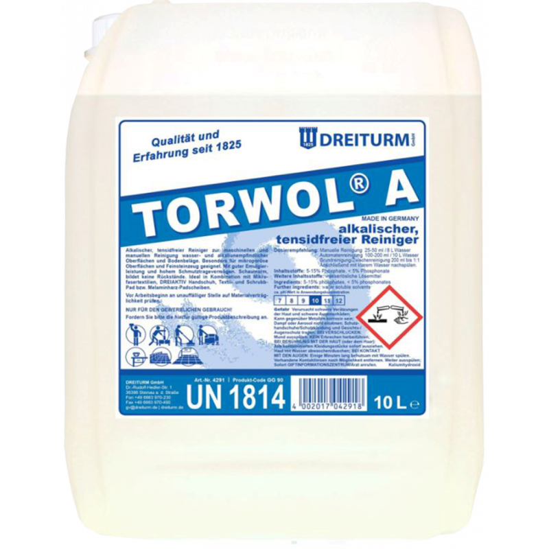 DREITURM®TORWOL®A- NETTOYANT ALCALIN SANS TENSIDE- 10 LITRES