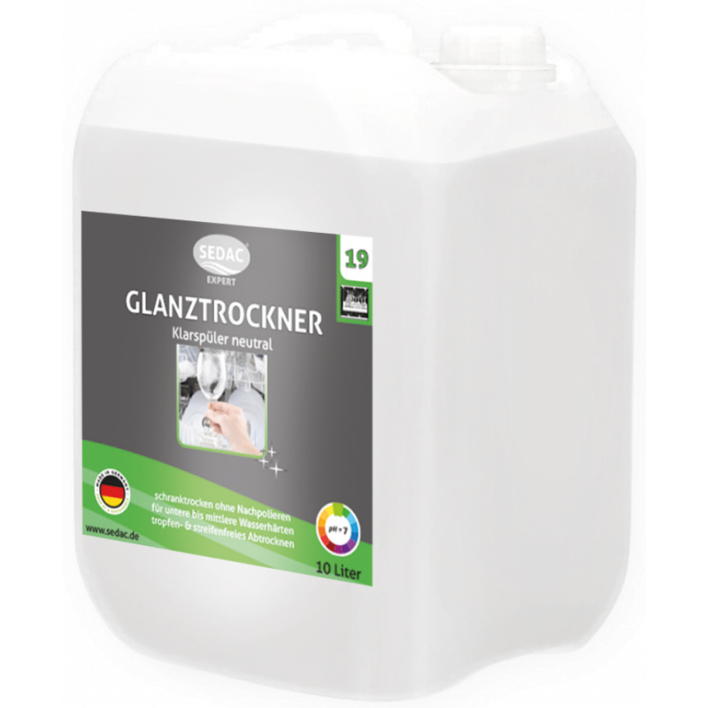 SEDAC® EXPERT 19 GLANZTROCKNER KLARSPÜLER NEUTRAL- 10 LITER KANISTER