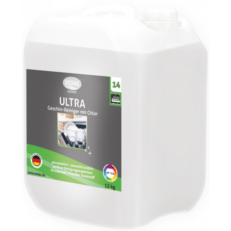 SEDAC® EXPERT 14 ULTRA-  سائل جلي للاواني للجلايات الالية مع كلور ١٢ كغ