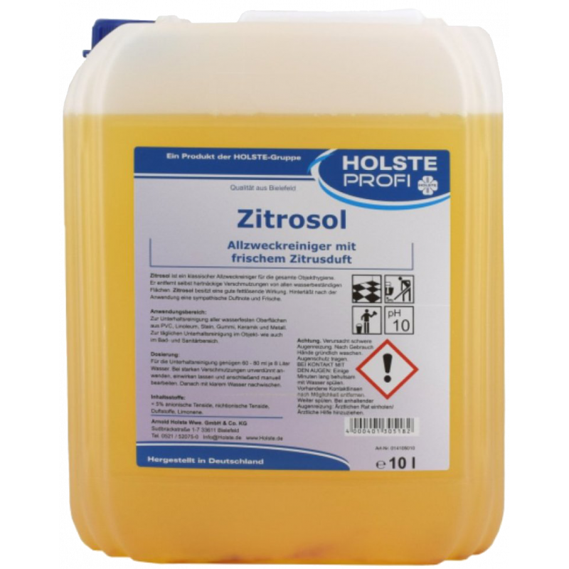 HOLSTE® ZITROSOL- سيتروزول منظف عام مع رائحة الليمون العطرة ١٠ ليتر