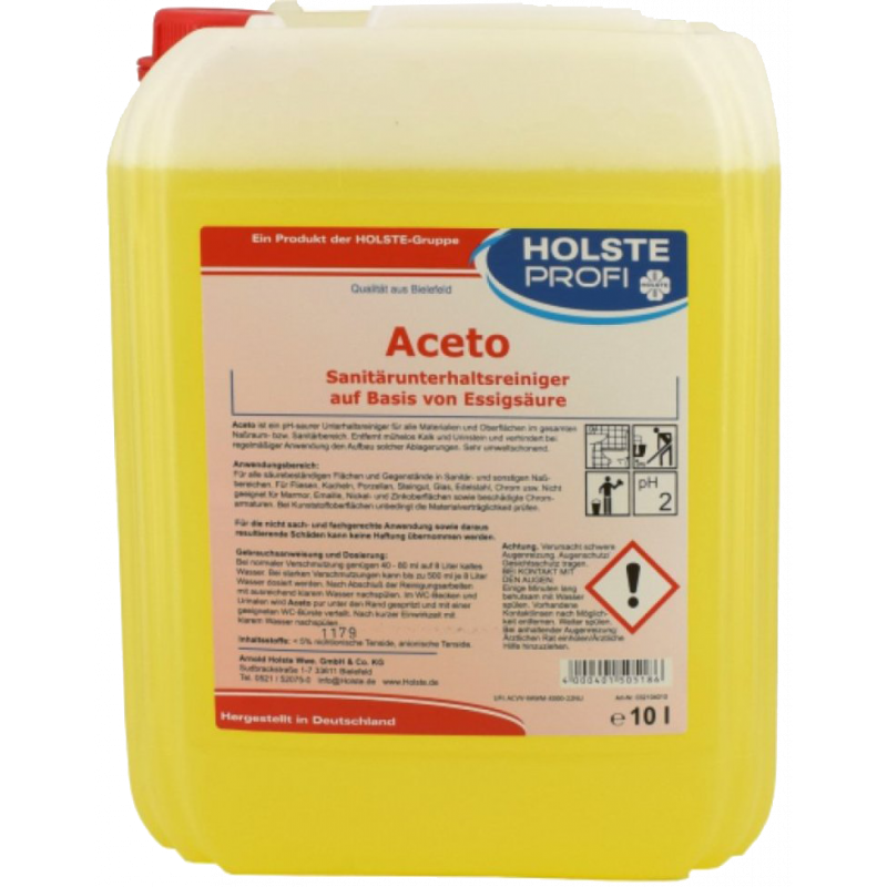 HOLSTE® ACETO S 505- اسيتو منظف لصيانة المرافق الصحية معتمد على حمض الخل ١٠ ليتر