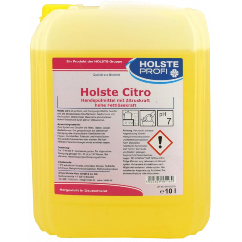 HOLSTE® هولسته صابون للجلي اليدوي للاواني برائحة الليمون مع قوة عالية لحل الدسم ١٠ ليتر
