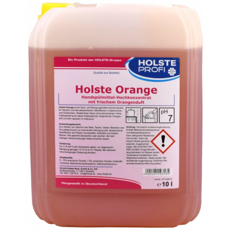 HOLSTE® هولسته اورانج لغسيل الاواني مركز ومعطر برائحة البرتقال العطرة ١٠ ليتر