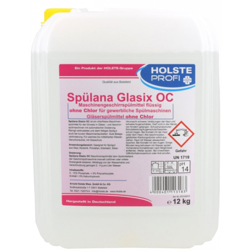 HOLSTE® SPÜLANA® GLASIX OC - سائل للجلي بدون كلور لالات الجلي الصناعية ١٢ كغ