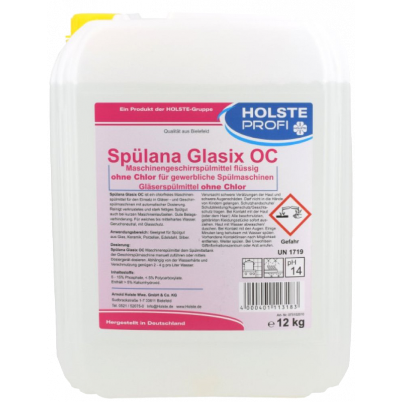 HOLSTE® SPÜLANA® GLASIX OC - سائل للجلي بدون كلور لالات الجلي الصناعية ٣٠ كغ