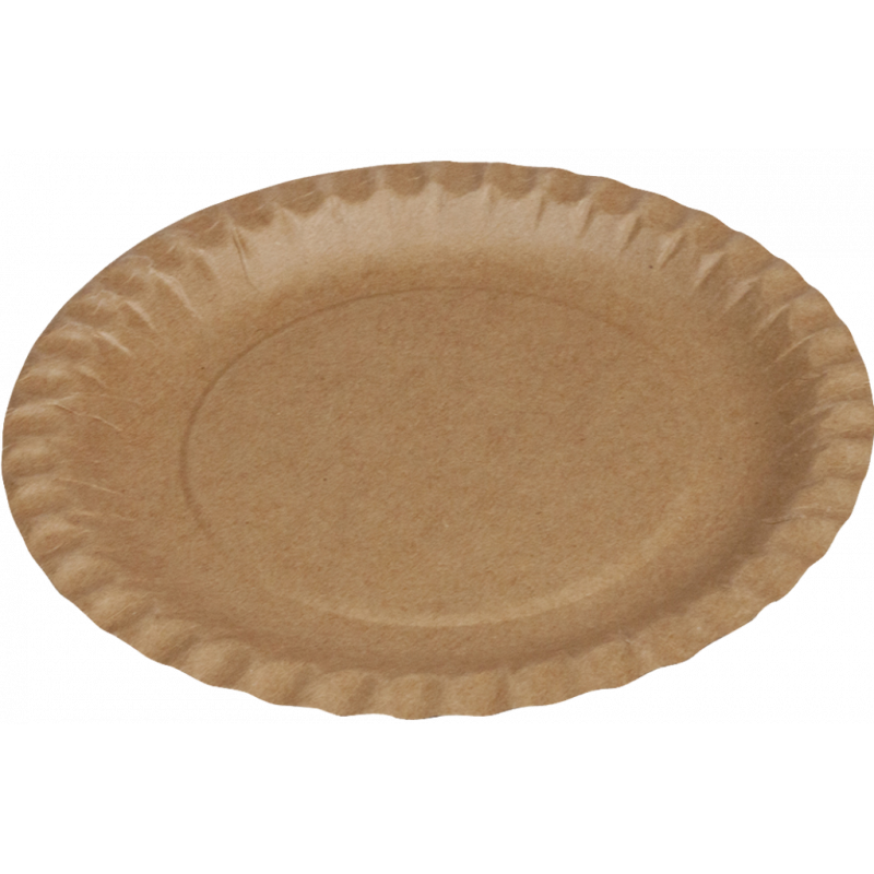 PAPER PLATES-ROUND KRAFT CARDBOARD- DIAMETER 18 MM- BROWN- 100 PIECES