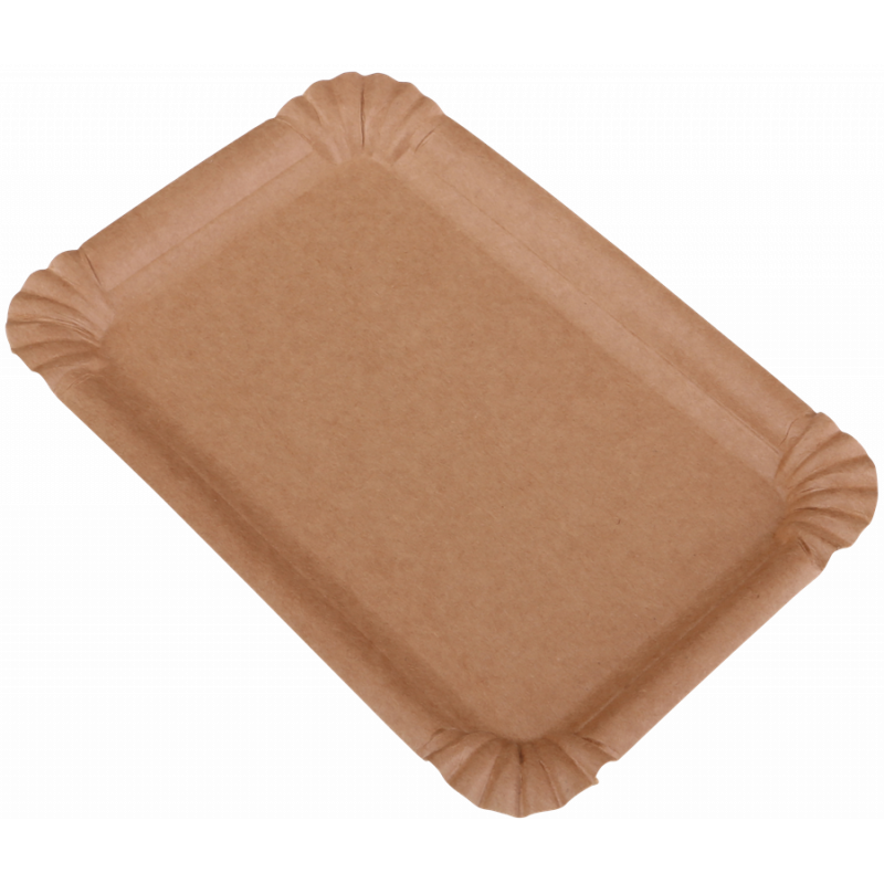 ASSIETTES EN CARTON RECTANGULAIRES- TRIPLEX- CARTON FORT- 8 X 23 CM- MARRON- 250 PIÈCES