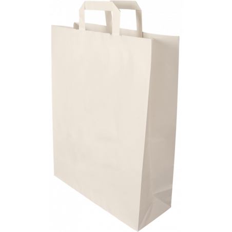 PAPER BAGS- BLEACHED- 32 + 12 x 41 CM- WHITE
