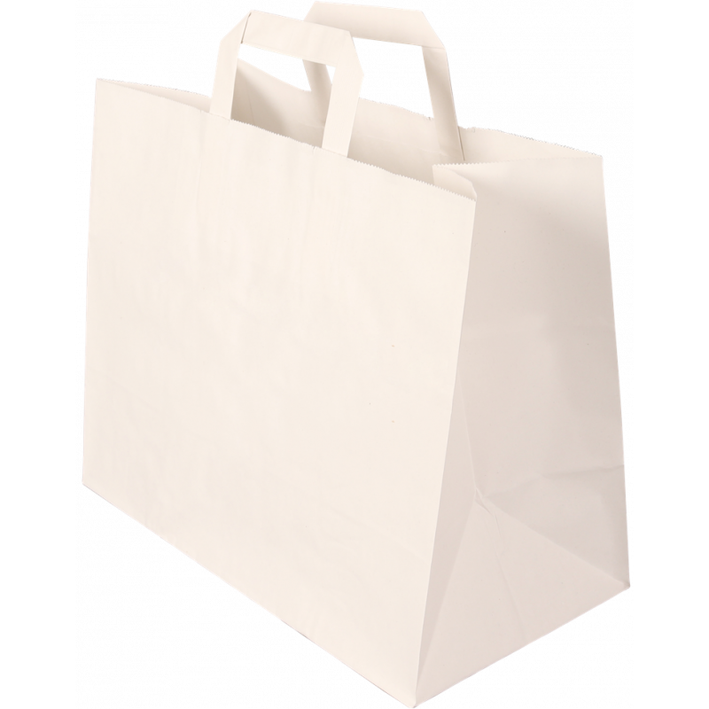 PAPER BAGS- BLEACHED- 32 + 17 x 27 CM- WHITE