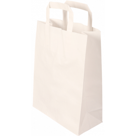 PAPER BAGS- BLEACHED- 22 + 10 x 28 CM- WHITE