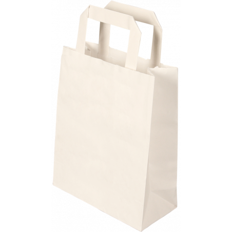 PAPER BAG- BLEACHED- 18 + 8 x 22 CM - WHITE