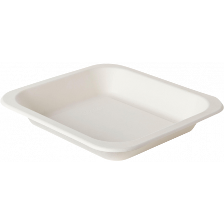 BAGS BAGASSE RECTANGULAR- UNDIVIDED- WHITE- 265 x 245 x 42 MM- 1400 ML- 50 PIECES.