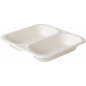 BAGS BAGASSE RECTANGULAR- 2-PARTITIONED- WHITE- 265 x 245 x 42 MM- 1250 ML- 50 PCS.