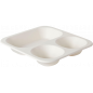 BAGS BAGASSE RECTANGULAR- 3 PARTIES- WHITE- 265 x 245 x 42 MM- 1150 ML- 50 PIECES.