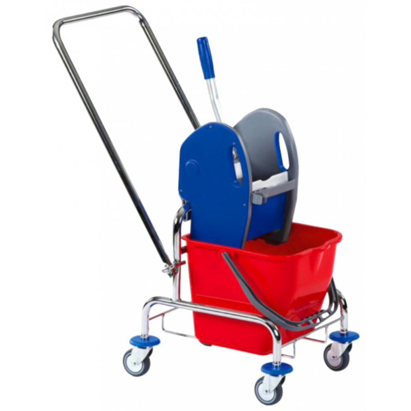 SINGLE CLEANING TROLLEY WITH DRAWBAR 17 LITRE- SOLID