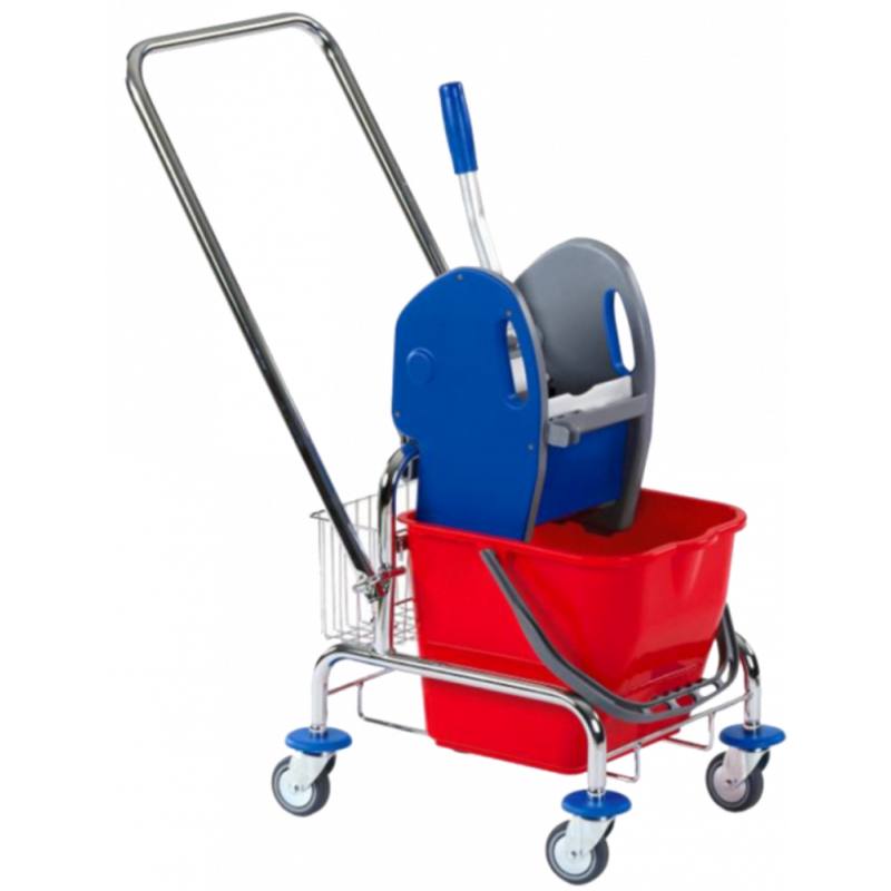 SINGLE TROLLEY WITH DRAWBAR AND BASKET 17 LITRES SOLID