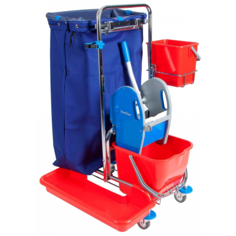 SINGLE CLEANING TROLLEY 17 LITRE FULLY EQUIPPED- SOLID