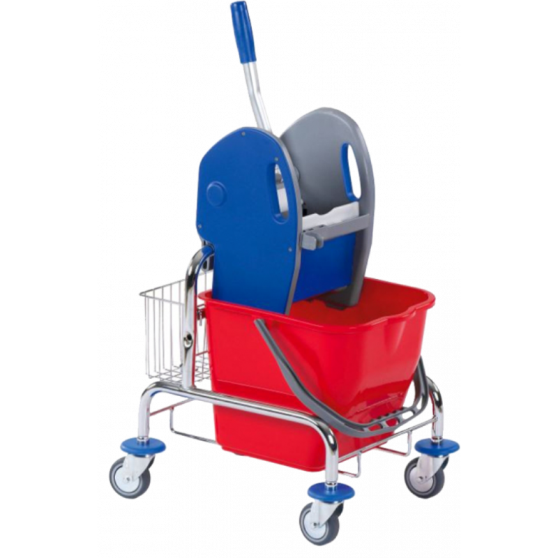 SINGLE CLEANING TROLLEY WITH BASKET 25 LITRE- SOLID