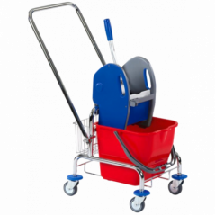 SINGLE TROLLEY WITH DRAWBAR AND BASKET 25 LITRES SOLID