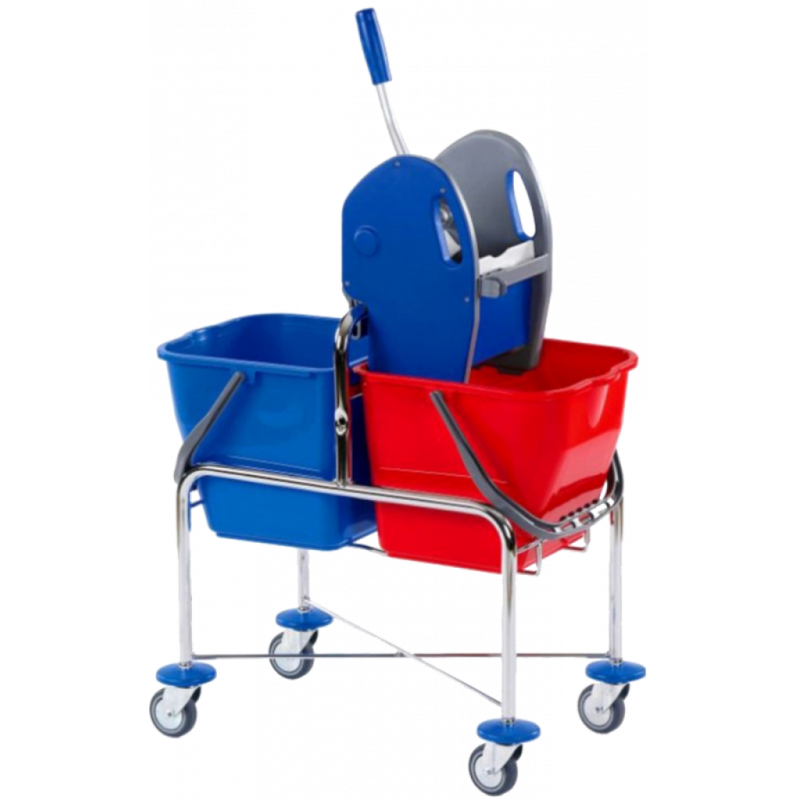 DOUBLE CLEANING TROLLEY ELEVATED 17 LITRE- SOLID