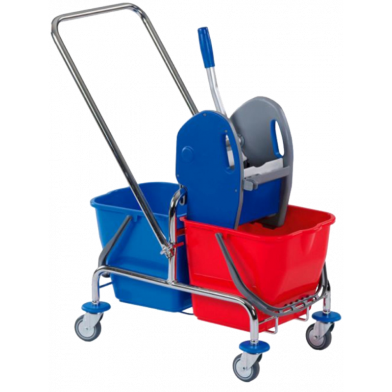 DOUBLE CLEANING TROLLEY WITH DRAWBAR 17 LITRE- SOLID
